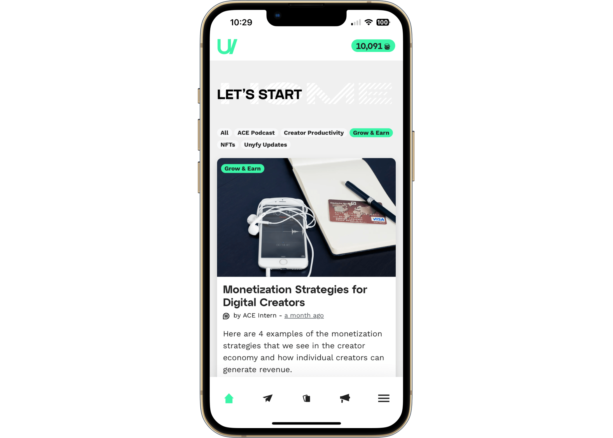 Content Category filters in Home Feed - Unyfy